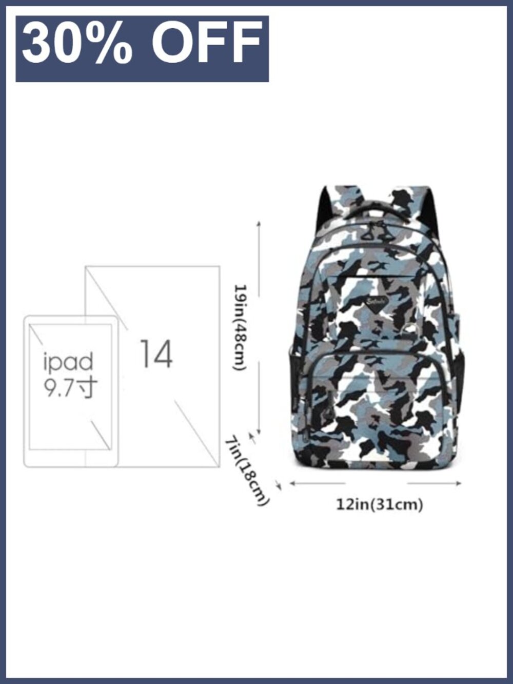 Casual Lightweight Waterproof Polyester Backpack 15" Laptop School Bag - Picture 3 of 6